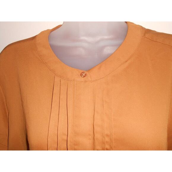 Simply Vera Vera Wang Blouse Womens Brownish Orange Cap Sleeve Buttons XL - Picture 2 of 5